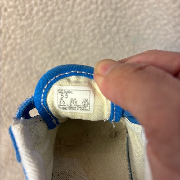 VANS Old Skool V Blue‎ Hook & Loop Closure  Toddler Skate Shoes Sneakers. Sz 5 - Picture 7 of 8